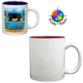 11 Oz. Gloss Two-Tone C Handle Mug - White/ Maroon Red (4 Color Process)